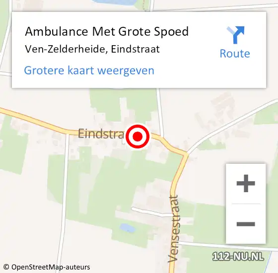 Locatie op kaart van de 112 melding: Ambulance Met Grote Spoed Naar Ven-Zelderheide, Eindstraat op 4 juli 2016 18:05