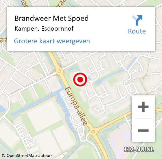 Locatie op kaart van de 112 melding: Brandweer Met Spoed Naar Kampen, Esdoornhof op 4 juli 2016 18:12