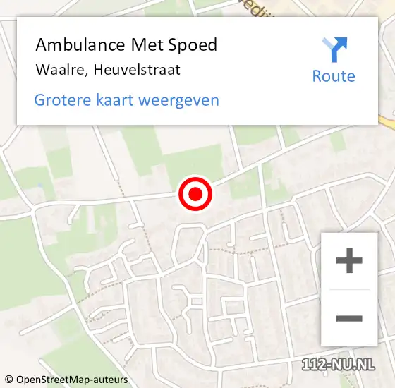 Locatie op kaart van de 112 melding: Ambulance Met Spoed Naar Waalre, Heuvelstraat op 4 juli 2016 18:19