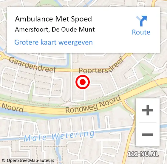 Locatie op kaart van de 112 melding: Ambulance Met Spoed Naar Amersfoort, De Oude Munt op 4 juli 2016 18:40