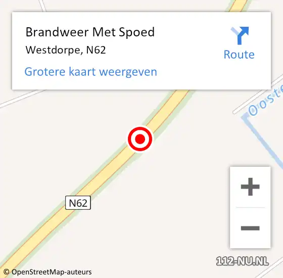 Locatie op kaart van de 112 melding: Brandweer Met Spoed Naar Westdorpe, N62 op 4 juli 2016 19:27