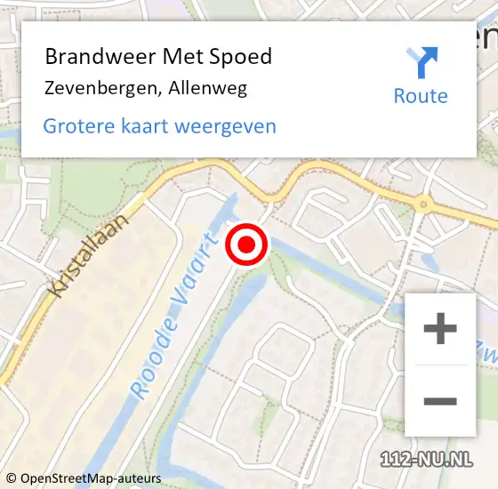 Locatie op kaart van de 112 melding: Brandweer Met Spoed Naar Zevenbergen, Allenweg op 4 juli 2016 19:31