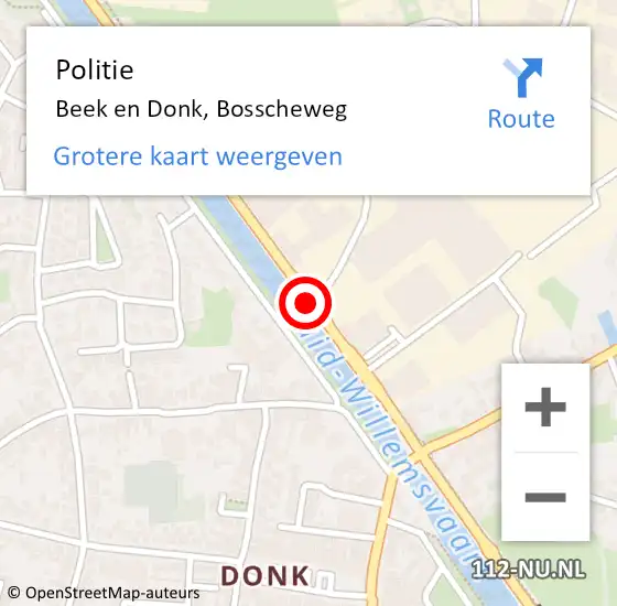 Locatie op kaart van de 112 melding: Politie Beek en Donk, Bosscheweg op 4 juli 2016 19:38