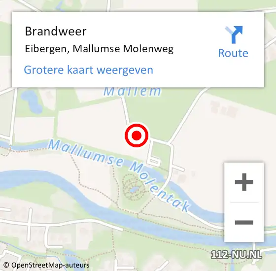 Locatie op kaart van de 112 melding: Brandweer Eibergen, Mallumse Molenweg op 4 juli 2016 19:46