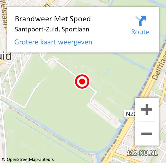 Locatie op kaart van de 112 melding: Brandweer Met Spoed Naar Santpoort-Zuid, Sportlaan op 4 juli 2016 20:31