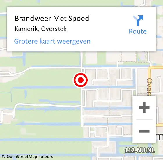 Locatie op kaart van de 112 melding: Brandweer Met Spoed Naar Kamerik, Overstek op 4 juli 2016 21:25