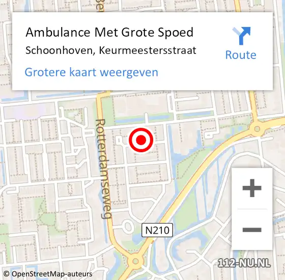 Locatie op kaart van de 112 melding: Ambulance Met Grote Spoed Naar Schoonhoven, Keurmeestersstraat op 4 juli 2016 21:36