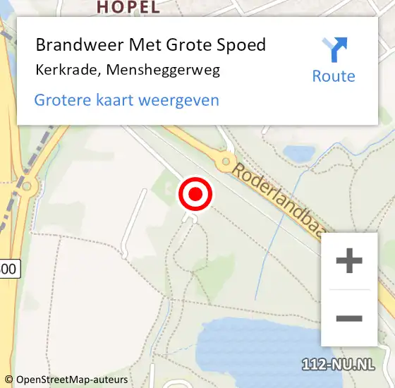 Locatie op kaart van de 112 melding: Brandweer Met Grote Spoed Naar Kerkrade, Mensheggerweg op 4 juli 2016 22:45