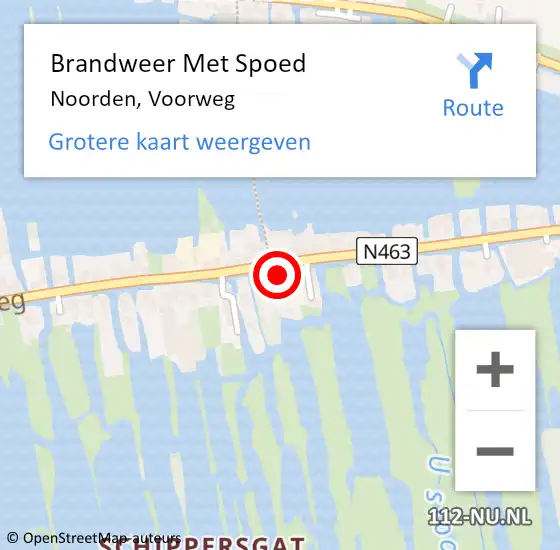 Locatie op kaart van de 112 melding: Brandweer Met Spoed Naar Noorden, Voorweg op 5 juli 2016 00:05