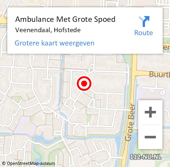 Locatie op kaart van de 112 melding: Ambulance Met Grote Spoed Naar Veenendaal, Hofstede op 5 juli 2016 07:37