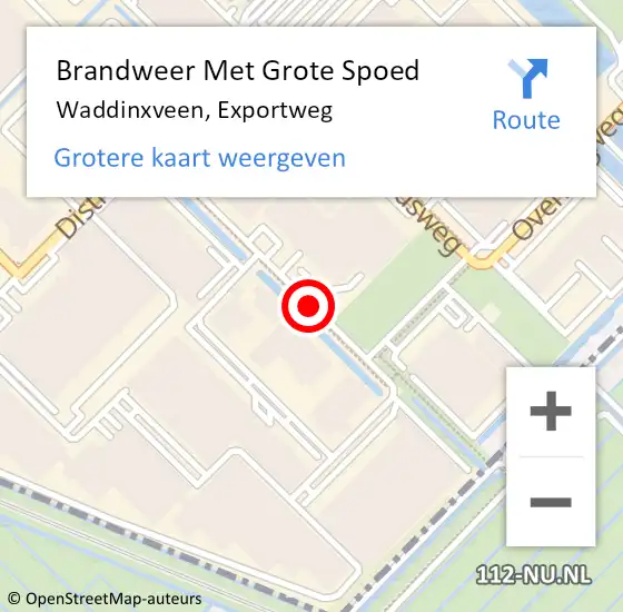 Locatie op kaart van de 112 melding: Brandweer Met Grote Spoed Naar Waddinxveen, Exportweg op 5 juli 2016 07:52