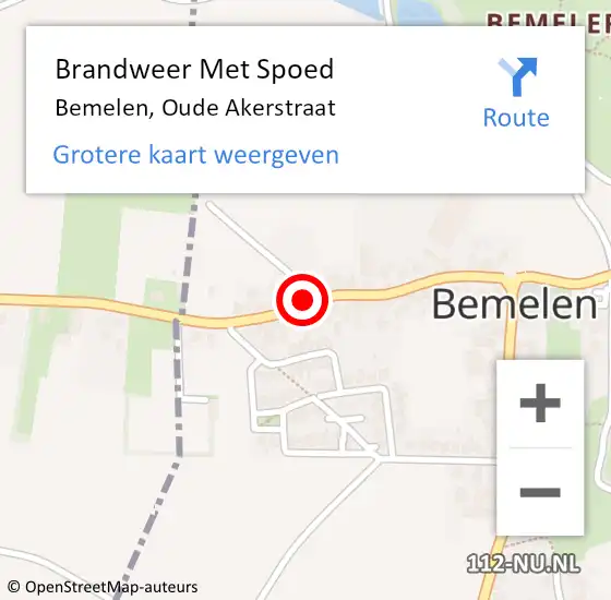 Locatie op kaart van de 112 melding: Brandweer Met Spoed Naar Bemelen, Oude Akerstraat op 5 juli 2016 08:22