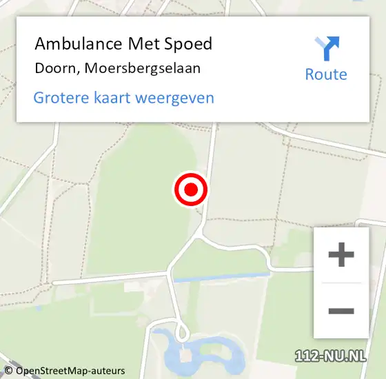 Locatie op kaart van de 112 melding: Ambulance Met Spoed Naar Doorn, Moersbergselaan op 5 juli 2016 08:38