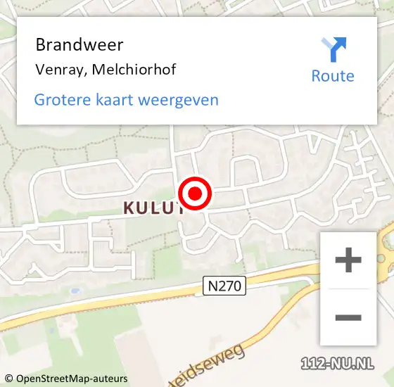 Locatie op kaart van de 112 melding: Brandweer Venray, Melchiorhof op 5 juli 2016 08:41