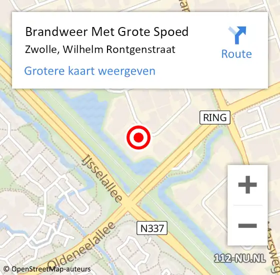 Locatie op kaart van de 112 melding: Brandweer Met Grote Spoed Naar Zwolle, Wilhelm Rontgenstraat op 5 juli 2016 09:03