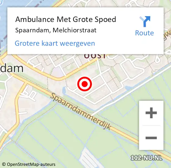 Locatie op kaart van de 112 melding: Ambulance Met Grote Spoed Naar Spaarndam, Melchiorstraat op 5 juli 2016 09:07