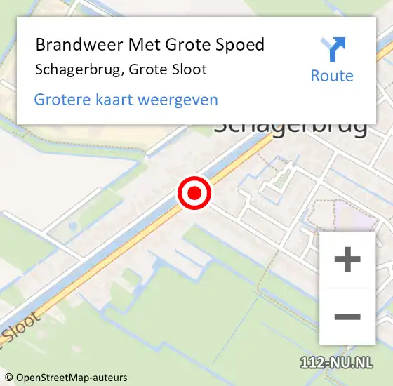 Locatie op kaart van de 112 melding: Brandweer Met Grote Spoed Naar Schagerbrug, Grote Sloot op 16 september 2013 16:48