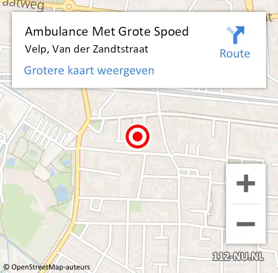 Locatie op kaart van de 112 melding: Ambulance Met Grote Spoed Naar Velp, Van der Zandtstraat op 5 juli 2016 11:19