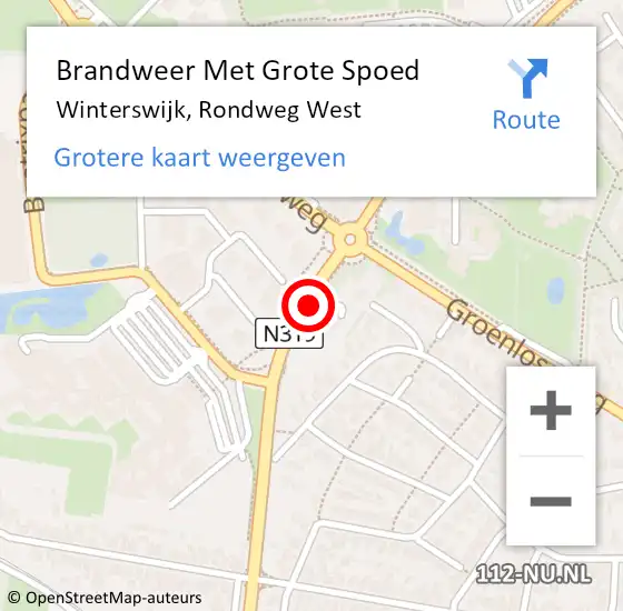 Locatie op kaart van de 112 melding: Brandweer Met Grote Spoed Naar Winterswijk, Rondweg West op 5 juli 2016 12:26