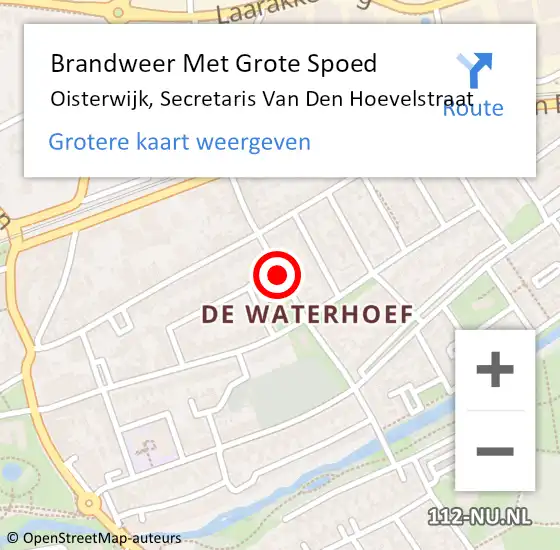 Locatie op kaart van de 112 melding: Brandweer Met Grote Spoed Naar Oisterwijk, Secretaris Van Den Hoevelstraat op 20 december 2013 10:23