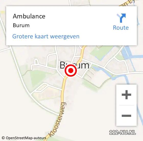 Locatie op kaart van de 112 melding: Ambulance Burum op 5 juli 2016 13:17