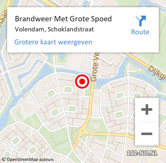 Locatie op kaart van de 112 melding: Brandweer Met Grote Spoed Naar Volendam, Schoklandstraat op 5 juli 2016 14:17