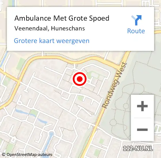 Locatie op kaart van de 112 melding: Ambulance Met Grote Spoed Naar Veenendaal, Huneschans op 5 juli 2016 14:57