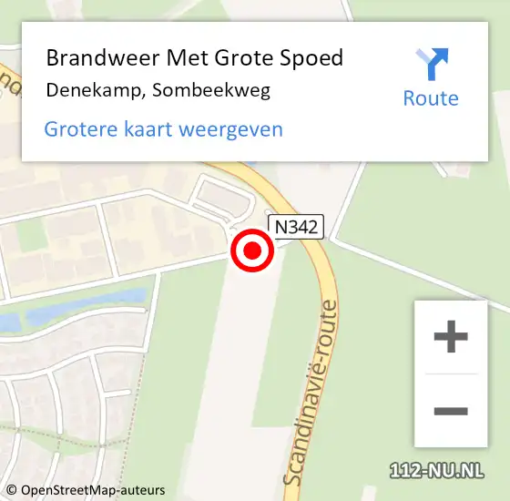 Locatie op kaart van de 112 melding: Brandweer Met Grote Spoed Naar Denekamp, Sombeekweg op 5 juli 2016 15:27