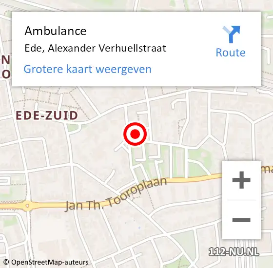 Locatie op kaart van de 112 melding: Ambulance Ede, Alexander Verhuellstraat op 5 juli 2016 15:27