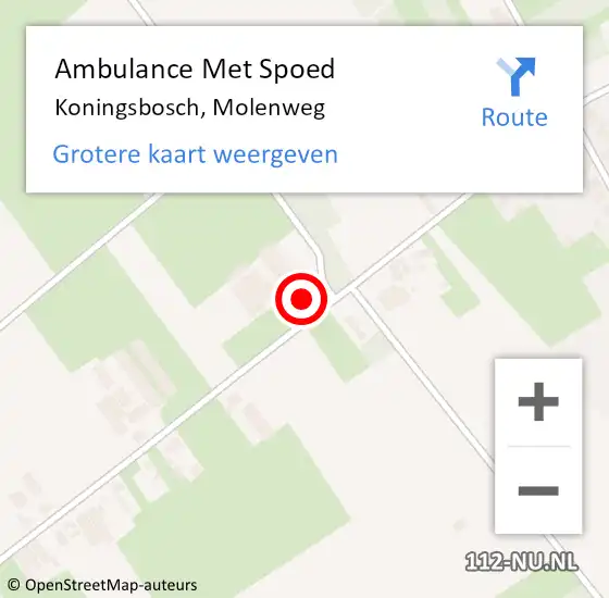 Locatie op kaart van de 112 melding: Ambulance Met Spoed Naar Koningsbosch, Molenweg op 5 juli 2016 15:38