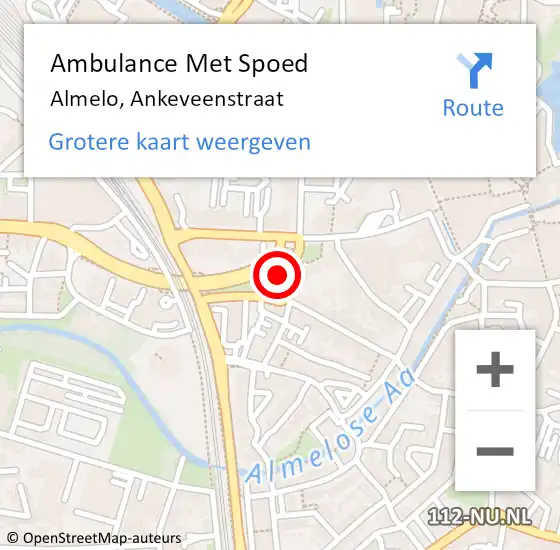 Locatie op kaart van de 112 melding: Ambulance Met Spoed Naar Almelo, Ankeveenstraat op 5 juli 2016 15:58