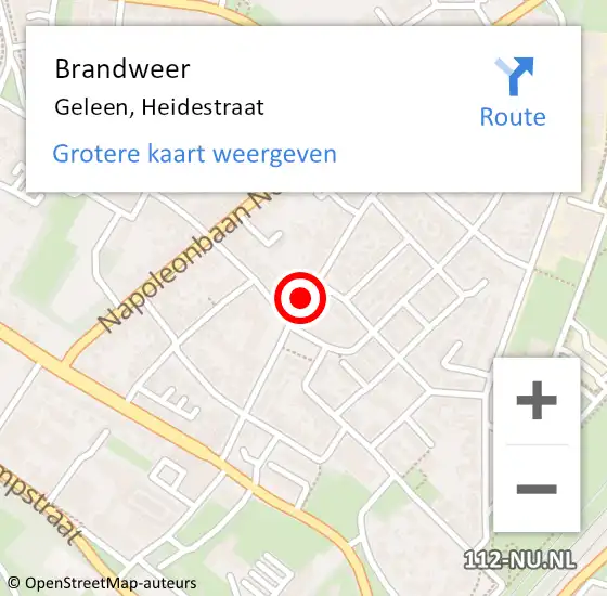 Locatie op kaart van de 112 melding: Brandweer Geleen, Heidestraat op 5 juli 2016 16:07