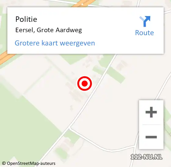 Locatie op kaart van de 112 melding: Politie Eersel, Grote Aardweg op 5 juli 2016 16:51