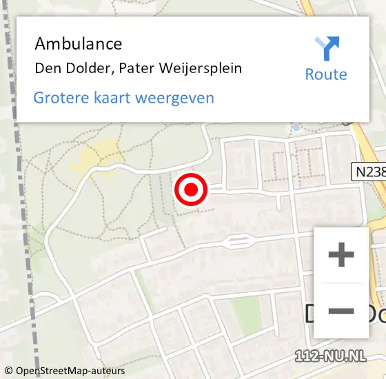 Locatie op kaart van de 112 melding: Ambulance Den Dolder, Pater Weijersplein op 5 juli 2016 17:07