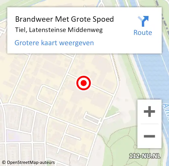 Locatie op kaart van de 112 melding: Brandweer Met Grote Spoed Naar Tiel, Latensteinse Middenweg op 5 juli 2016 17:13