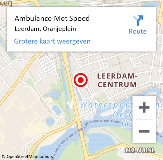 Locatie op kaart van de 112 melding: Ambulance Met Spoed Naar Leerdam, Oranjeplein op 5 juli 2016 17:31