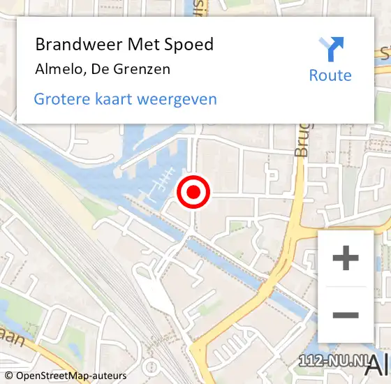 Locatie op kaart van de 112 melding: Brandweer Met Spoed Naar Almelo, De Grenzen op 5 juli 2016 17:39