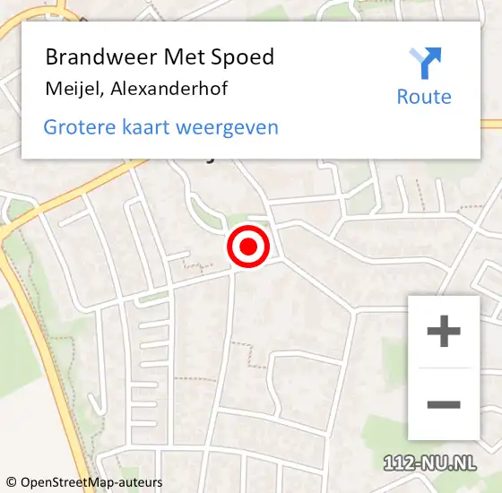 Locatie op kaart van de 112 melding: Brandweer Met Spoed Naar Meijel, Alexanderhof op 5 juli 2016 17:54