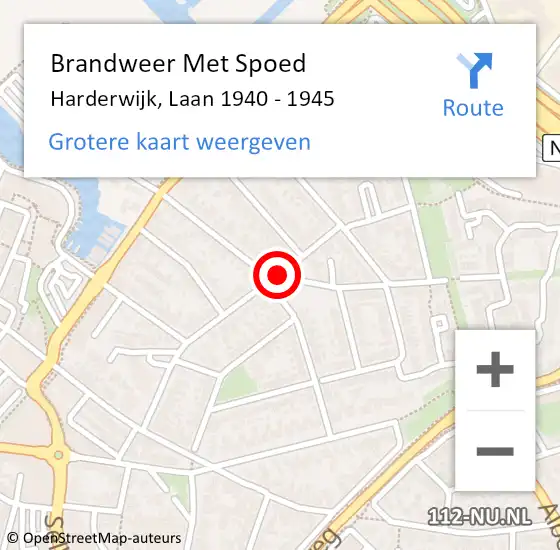 Locatie op kaart van de 112 melding: Brandweer Met Spoed Naar Harderwijk, Laan 1940 - 1945 op 5 juli 2016 18:34