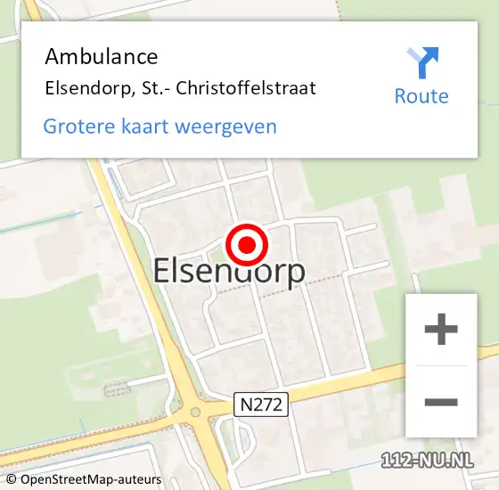 Locatie op kaart van de 112 melding: Ambulance Elsendorp, St.- Christoffelstraat op 5 juli 2016 18:41