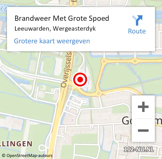 Locatie op kaart van de 112 melding: Brandweer Met Grote Spoed Naar Leeuwarden, Wergeasterdyk op 5 juli 2016 19:58