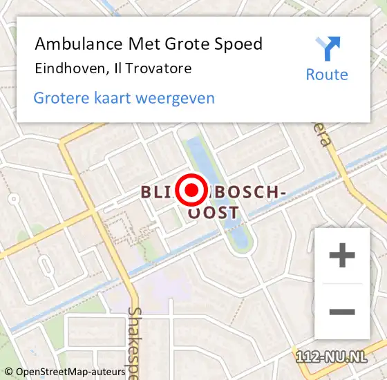 Locatie op kaart van de 112 melding: Ambulance Met Grote Spoed Naar Eindhoven, Il Trovatore op 5 juli 2016 20:16