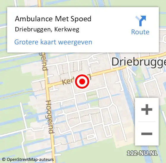 Locatie op kaart van de 112 melding: Ambulance Met Spoed Naar Driebruggen, Kerkweg op 5 juli 2016 20:34