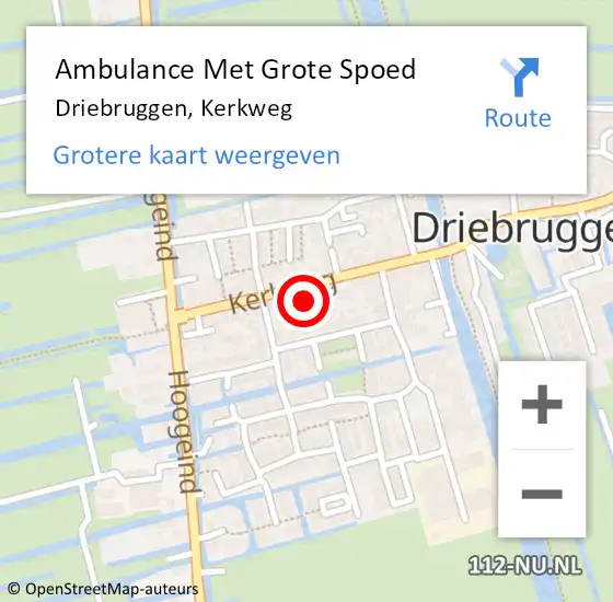 Locatie op kaart van de 112 melding: Ambulance Met Grote Spoed Naar Driebruggen, Kerkweg op 5 juli 2016 20:39