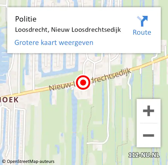 Locatie op kaart van de 112 melding: Politie Loosdrecht, Nieuw Loosdrechtsedijk op 5 juli 2016 21:11