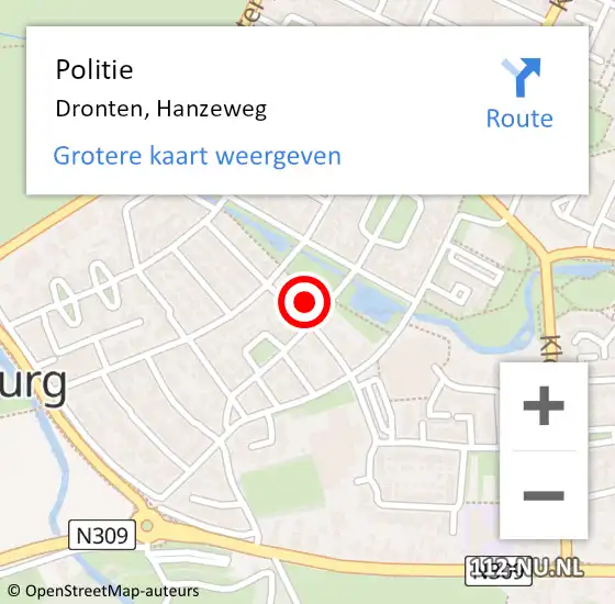 Locatie op kaart van de 112 melding: Politie Dronten, Hanzeweg op 5 juli 2016 22:41