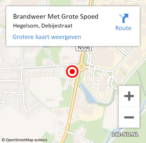 Locatie op kaart van de 112 melding: Brandweer Met Grote Spoed Naar Hegelsom, Debijestraat op 6 juli 2016 03:48