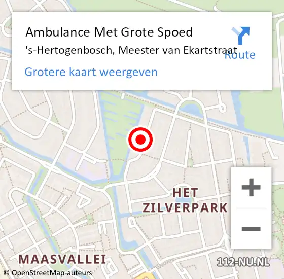 Locatie op kaart van de 112 melding: Ambulance Met Grote Spoed Naar 's-Hertogenbosch, Meester van Ekartstraat op 6 juli 2016 04:12