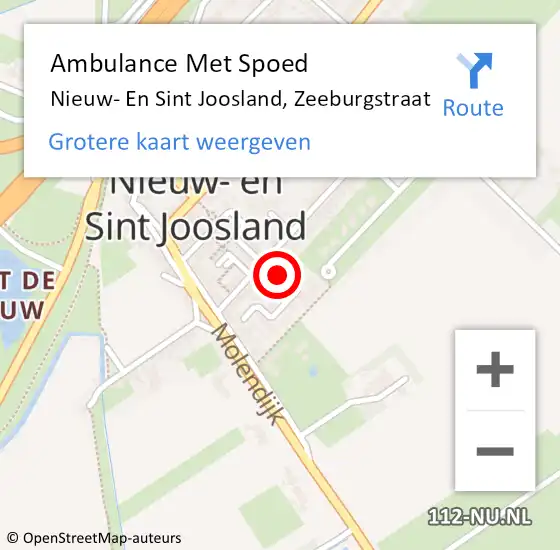 Locatie op kaart van de 112 melding: Ambulance Met Spoed Naar Nieuw- En Sint Joosland, Zeeburgstraat op 6 juli 2016 09:33