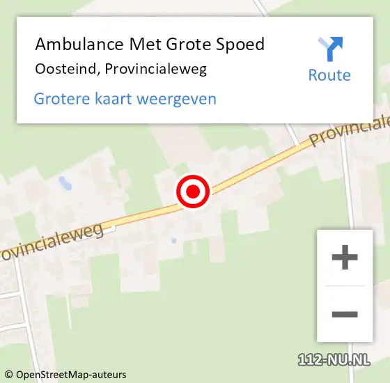 Locatie op kaart van de 112 melding: Ambulance Met Grote Spoed Naar Oosteind, Provincialeweg op 6 juli 2016 09:35